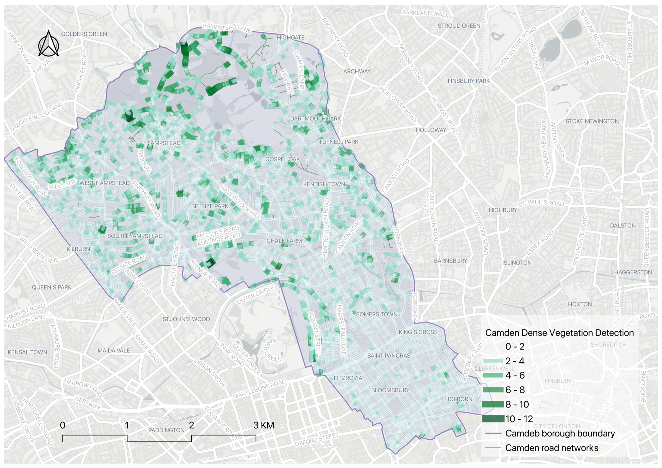 Camden dense vegetation detection map