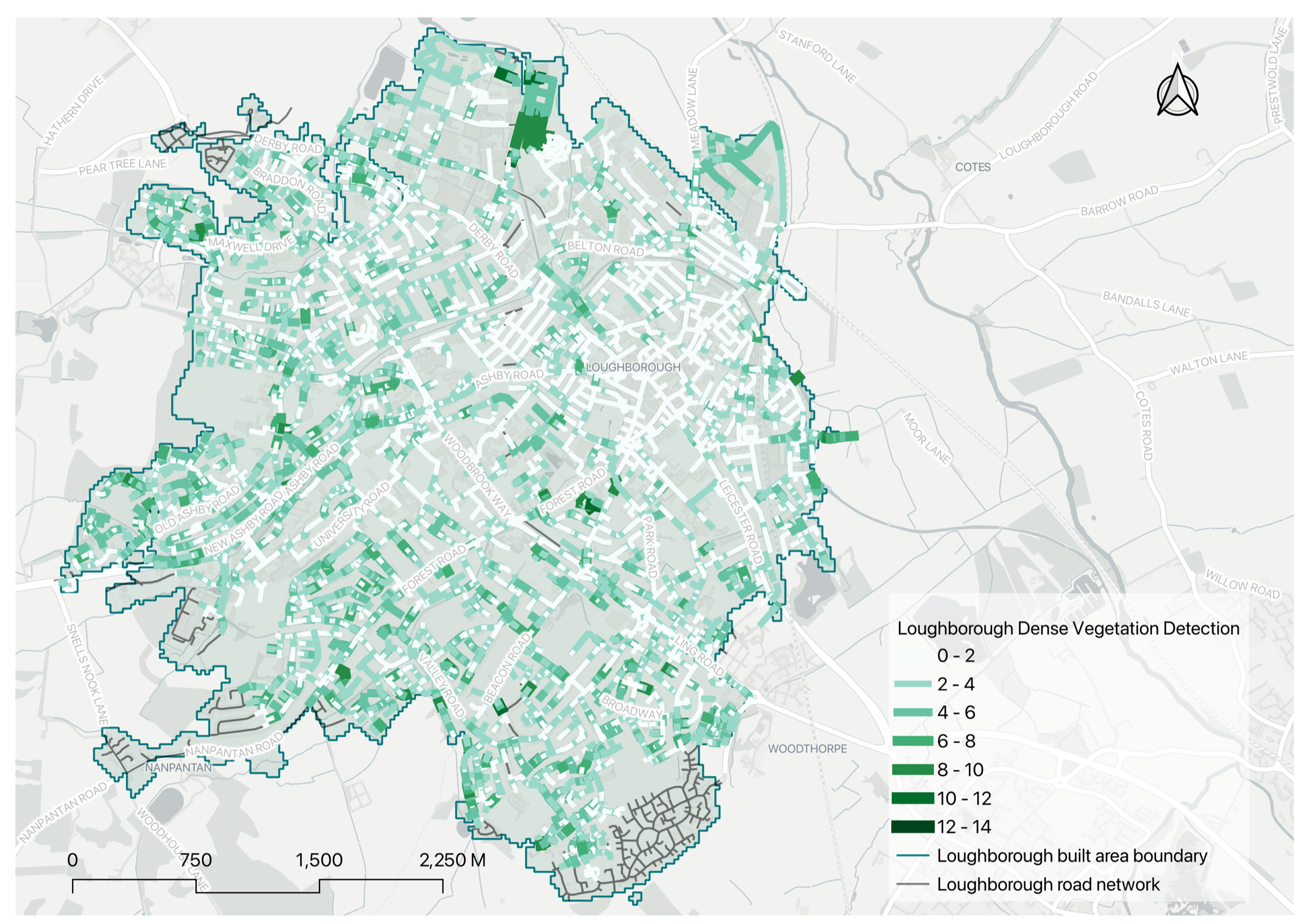 Loughborough dense vegetation detection map