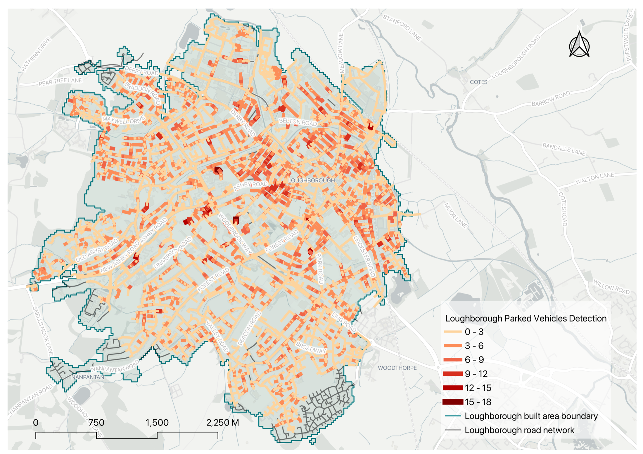 Loughborough parked vehicles detection map