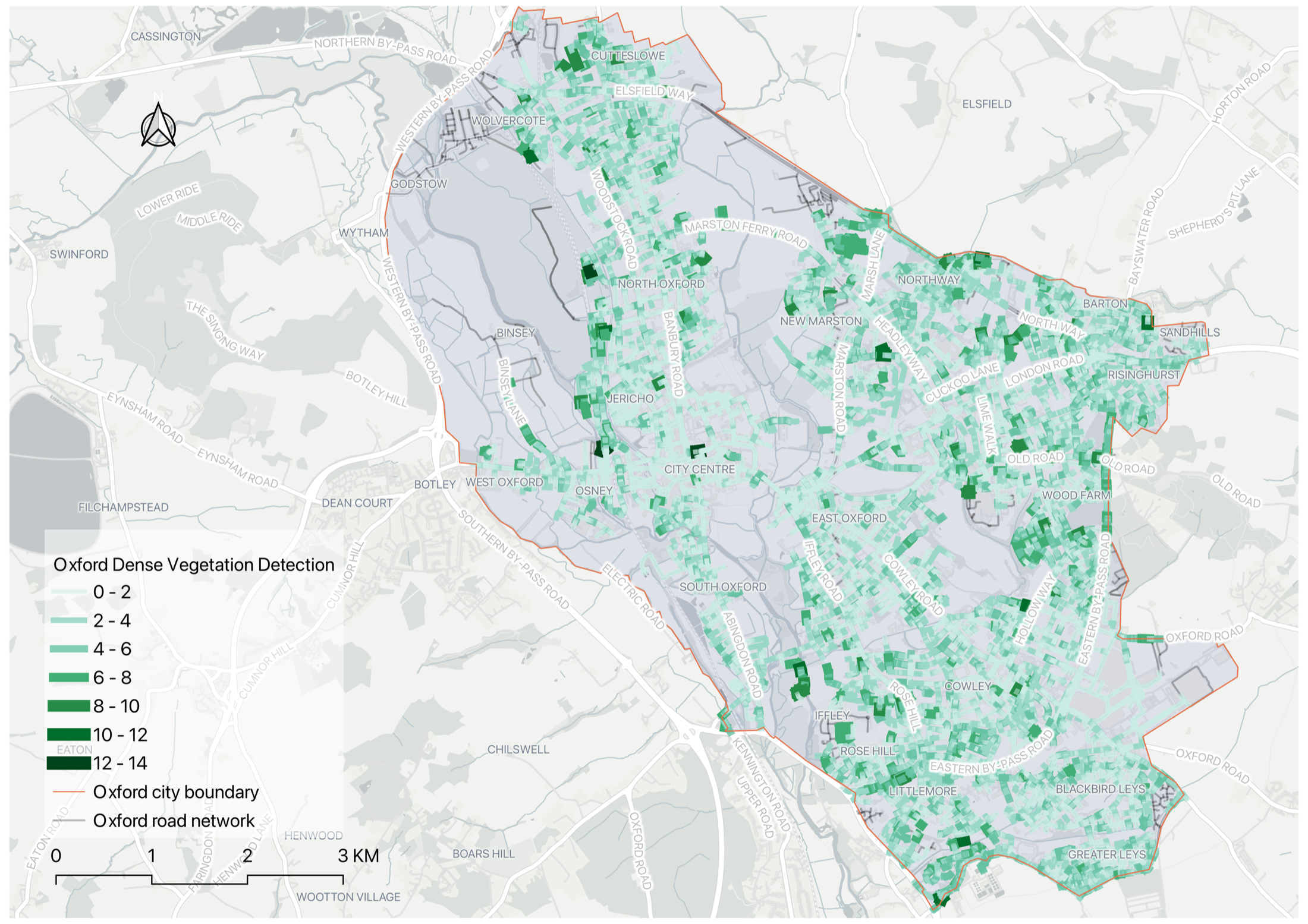 Oxford dense vegetation detection map