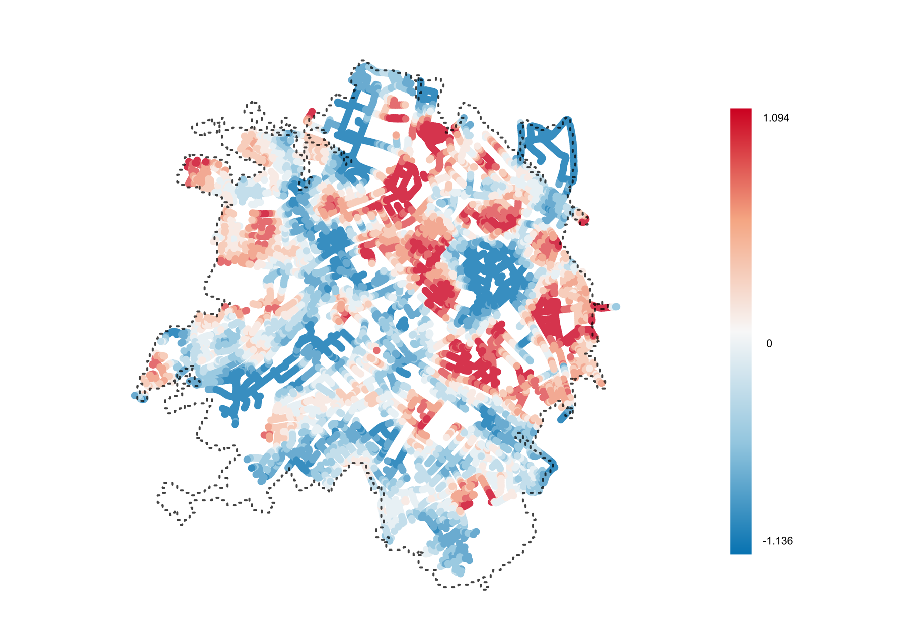 PWI difference distribution map for Loughborough