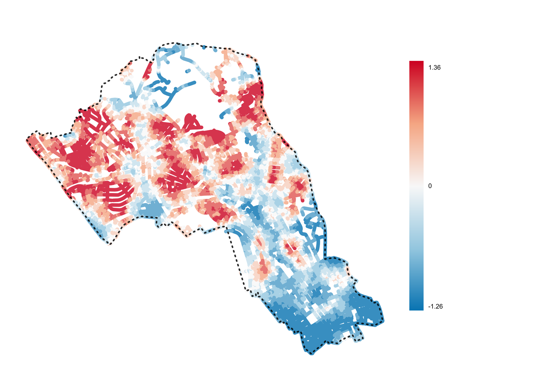 PWI difference distribution map for Camden